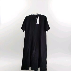 Sara Lanzi Black short sleeve midi dress with beads size L